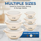 Bakken Master 12 Piece Plastic Nesting Bowls with Lids - Mixing Bowls Set includes 6 Prep Bowls and 6 Lids, BPA-Free, Reusable Meal Prep Containers, Microwave, Freezer & Dishwasher Safe, White Cream