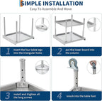 36x30x30 in Stainless Steel Equipment Grill Stand Table NSF Certified with 5 in Wheels, 400 LBS Capacity, 2 in Edge Baffle, for Hotel, Home, Commercial Restaurant Kitchen