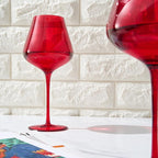 Red Ruby Crystal Wine Glasses Set of 2, Elegant 20oz Tall Drinkware, Glassware for Hosting and Gifting, Sophisticated Italian-Inspired Barware Party Gift to Wife, Mom, or Friend