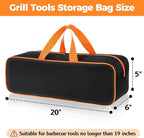 Grill Tool Storage Bag, 20" x 6" x 5" Large Capacity Grill Accessory Storage, 1680D Heavy-Duty Grill Utensil Storage, Accessories Storage Compatible with Blackstone (No Accessories)