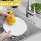 GTOTd Cute Ducky Washing Dish Brush（2 Pack）Ergonomic Palm Scrubber with Handle for Potato Vegetable Fruit Kitchen Gadgets White Elephant Gifts Accessories Stuff Household Cleaning Dishwashing Supplies