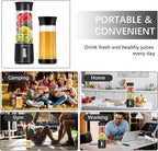 Portable Blender for Shakes and Smoothies,500ml Electric Juicer, 4000mAh Smoothie Blender with BPA-Free Material, USB Rechargeable Fresh Juice Blender for Travel, Gym, Outdoors, and Home, Black