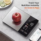 Dual Display Smart Food Scale with Nutritional Calculator, Bluetooth Calorie & Macro Tracker, 1g Precision 5kg/11lb Gram Oz, Digital Kitchen Scale for Meal Prep & Healthy Diet