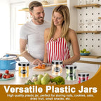 Janisfirst 16oz Clear Plastic Jars With Lids,Plastic Jars With Lids,Airtight Container Ideal For Dry Food, Peanut Butter, Honey Jam,Cream, Bathroom and Storage(set of16)