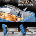 KScocina Chafing Dishes for Buffet, 4 Pack 5QT Square Stainless Steel Chafing Dish Set, Complete Buffet Warmer for Home Parties, Christmas & Catering Events (Blue)