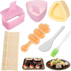 7 Pcs Onigiri Rice Ball Mold Maker Kit, Musubi Press, Classic Triangle Shake Sushi Roller Mat Tool for Kids Bento Lunch and Home DIY, Non-stick, BPA-Free