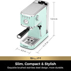 CHULUX Slim Espresso Machine with Milk Frother, 20 Bar Professional Italian Pump Espresso Coffee Machine for Home Cappuccino & Latte Maker, Stainless Steel, Pastel Green