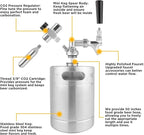 64OZ Mini Keg Growler, Pressurized Home Dispenser System with Self-Closing Design Faucet Keeps Carbonation and Fresh for Homebrew, Craft and Draft Beer