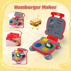 3-in-1 Color Dough Kitchen Creations Set for Kids Aged 3-8, 24 Colors Dough Playset with Ice Cream/Noodle/Hamburger Makers, Food Modeling Art Crafts Pretend Play Toys for Boys Girls