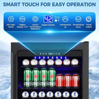 24 Inch Wide Beverage Refrigerator, Under Counter Beverage Cooler with Glass Door, 180 Cans Drink Fridge Built-in/Freestanding Beer Fridge with Powerful Cooling for Home/Kitchen, Black