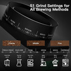 URintells Cuising Espresso Grinder, Burr Coffee Grinder with 51 Grind Settings, Precision Timer, Stainless Steel Coffee Grinder with Easy Cleaning, Anti-Static Design & 3 Operation Modes