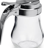 Great Credentials© Syrup Dispenser with Cast Zinc Top Glass Bulb Jar, Sugar Dispenser, Retracting Spout, Dispensing Thumb-Lever, 6 OZ. Pancake House Style set of 2