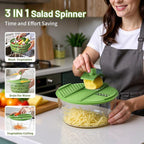 Salad Spinner, 5.3 QT Lettuce Spinner with Strainer, Fruit Cleaner with 4 Replaceable Blade for Shredding, Slicing and Pureeing, Salad Washer & Dryer for Quick Washing (Green)