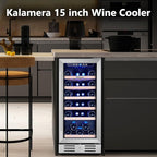 Kalamera 15 Inch Wine Fridge, 29 Bottle Wine Cooler Refrigerator, 40-66℉ Digital Temperature Control With Temp-Memory Function,Built-in or Freestanding Wine Fridge for Home/Bar/Kitchen
