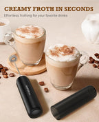 SIMPLETASTE Milk Frother Handheld Electric Foam Maker, Drink Mixer with Stainless Steel Whisk for Cappuccino, Bulletproof Coffee, Latte, Black, without Stand, USB-C Rechargeable