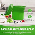 5 Gallon Commercial Salad Spinner and Dryer, Large Manual Vegetable Washer & Greens Dryer with Drain Tube, Heavy-Duty & FDA Listed for Restaurant, Home, Farm Use