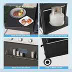 GREEN PARTY 3 Burner Propane Gas Griddle with Removable Standing Cart, Convertible to Tabletop Design, 27 inch Flat Top Grill for Outdoor Cooking Camping Tailgating Barbecue