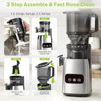 Kndko Juicer Machines with 5.4" Large Feed Chute, Cold Press Juicer for Whole Vegetables and Fruits, Stainless Steel Slow Masticating Juicer Easy to Clean, Self Feeding, High Juice Yield