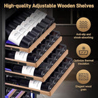 24" Inch Dual-Zone Wine Fridge, Freestanding/Built-in Wine Cooler Refeigerator, Large Capacity Tall Wine Cellar For Wine Collection, Wine Chiller with Safety Lock, Low Noise and Fast Cooling