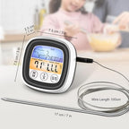 Meat Thermometer, Digital Oven Thermometer with Long Probe, Large LCD Touchscreen, Kitchen Timer, Instant Read Grill Thermometer for Oven BBQ Candy Steak Cooking Baking Grilling
