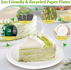 Small Compostable Plates - White 7" Bulk 200 Pack Recycled Plates for Dessert & Cake