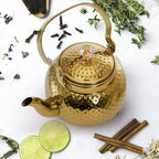 Coloch Teapot with Removable Infuser, 40 Oz(1200ml) Stainless Steel Tea Kettle Antique Style Coffee Pot Stovetop Teapot for Loose Leaf Tea, Tea Bag, Golden