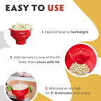 The Original Salbree Microwave Popcorn Popper Machine, Silicone Popcorn Maker, Collapsible Microwavable Bowl - Hot Air Popper - No Oil Required - The Most Colors Available (Black)