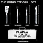 Paw Paw Gifts, Christmas Pawpaw Gifts for Grandpa from Grandkids Heavy Duty Grilling Accessories Kit for Backyard BBQ, Thick Stainless Steel Grill Utensils with Non-Slip Handle Tool for Man
