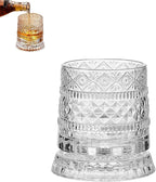 Spinning Whiskey Glasses Set, 360 Degree Rotating Old Fashioned Crystal Tumbler with Unique Relief Base, Rotatable Cocktail Wine Cup for Flavor, Drinking Glassware & Bar Accessories