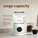 Casimhu 4-in-1 Milk Frother, Electric Milk Frother and Steamer with LED Touch Screen, Ceramic Lining Bottom, Milk Warmer 13.52oz for Lattes, Cappuccinos, and Macchiatos at Home, White