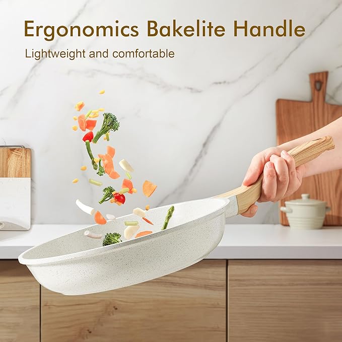 SENSARTE Nonstick Ceramic Frying Pan Skillet, 11 Inch Omelet Pan, Healthy Non Toxic Induction Compatible Egg Pan with Heat Resistant Handle, PTFE and PFAS-Free (Pack of 2)