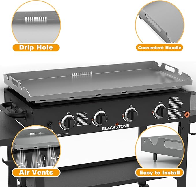 Upgrade Flat Top Griddle Insert for Blackstone 36 Inch Tabletop Griddle Powder Coated Steel Grill Cooking Plate Replacement Parts w/Rear Grease System for 1565 1554 1560 1803 1818 1820 1825 1836 1841