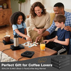 SEALON SLM03 Electric Coffee Mug Warmer (Black, 3 Pack) - 3-Temperature Desk Cup Warmer with Auto Shut-Off (4 Hours) for Heating Coffee, Tea, Milk & Beverages