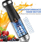 Immersion Blender 5 in 1 Handheld Blender 1500W, 20 Speed Mode&Turbo Boost, Heavy Duty Motor Electric Hand Blender with Chopper, Whisk, Frother, Beaker, for Baby Food, Sauce, Soup, Aquox
