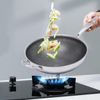 12Inch Woks & Stir-fry Pans Nonstick, Wok Pan with Glass Lid: Pre-Seasoned Flat Bottom Chinese Wok for Induction, Electric, Gas, All Stoves