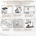 Espresso Machine 20 Bar, Compact Stainless Steel Coffee Maker with Steam Milk Frother & Removable Tank for Cappuccino, Latte - Silver