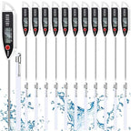 Copkim 12 Set Waterproof Food Thermometer for Water, Liquid, Candle and Cooking Digital Meat Thermometer with Long Probe Instant Read for Kitchen BBQ Grill Candy (White)