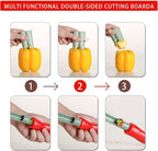 Pepper Corer, 2 in 1 Red Bell Pepper Seed Corer Remover Tool, Fruit & Vegetable Corers Quick Cave Tools for Jalapeno Cutter Deseeder, Red Brown, 3 PCS