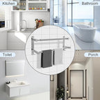 Double Towel Bar, Stainless Steel Adjustable 16 to 28In Double Towel Racks for Bathroom, Double Bath Towel Bar,Applicable to Bathrooms and Kitchens