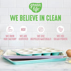 GreenLife Bakeware 18” x 13” Half Cookie Sheet Baking Pan, Non-Toxic PFAS-Free Healthy Ceramic Nonstick, Oven Safe to 450°F, Easy Release, Even Heating, Easy Clean, Pink