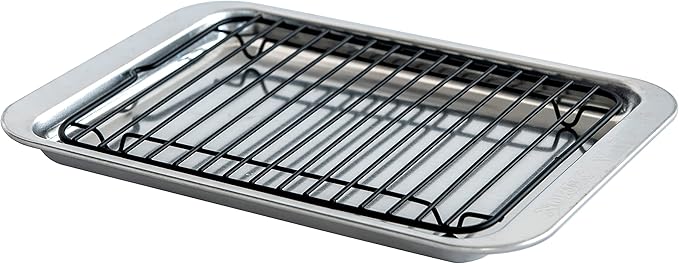 Nordic Ware Naturals 5 Piece Compact Pan Set, Toaster Oven, Counter Ovens, Air Fryer and Broiler Safe, Size for 1-2 Portions - Includes Rectangular Pan, Muffin Pan, Baking Sheet, Broiling Rack and Lid