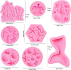 Mermaid Theme Cake Mold, Mermaid, Shell, Seaweed, Coral Silicone Mold Cupcake Toppers Mold for Candy,Chocolate,Fondant,Polymer Clay,Crafting Projects & Cake Decoration