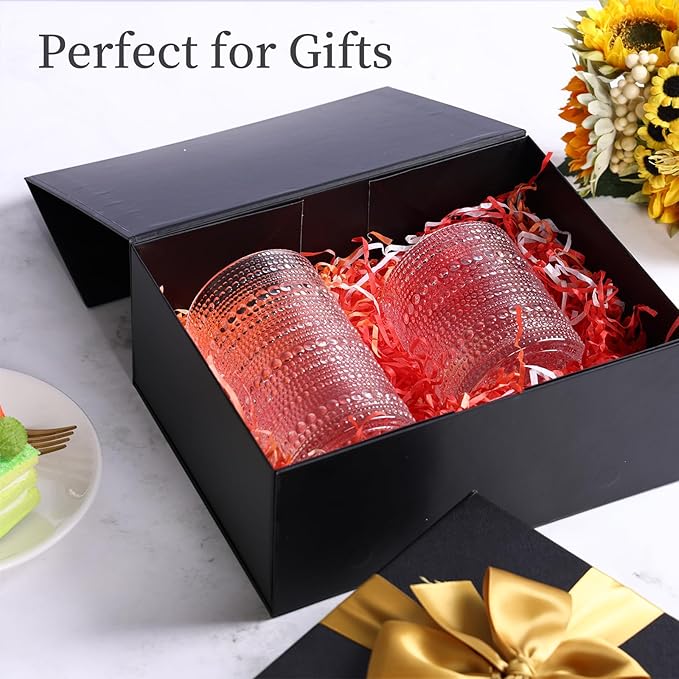 Moretoes Hobnail Drinking Glasses Set of 12, 12 Oz Highball Glasses & 10 Oz Cocktail Glasses, Clear Embossed Boho Glass Cups Kitchen Bar Tumbler Glassware Set for Whiskey, Beer, Juice, Milk