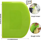 SURDOCA Dough Scraper Bench Scraper - 3P 14.2x8.5" Plastic Flexible Bowl Scraper, Sharp Edge & Angles Cake Scraper. Non-Slip Bakeware Decorating Tools Sculpting & Modeling Tools - Blue+Yellow+Blue