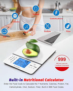 Ataller Food Scale with Nutritional Calculator, Digital Kitchen Scale, Food Scales for Kitchen, Calorie Calculator for Meal Prep, and Weight Loss, Units in Lbs, Grams, Ounces, Batteries Included