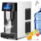 Nugget Ice Maker Countertop, 60 LBS/Day, 5LBS Ice Bin, Water Dispenser Countertop, Soft Chewable Pellet Ice Maker Machine Stainless Steel, Nugget Ice Machine Commercial for Bar, Café, Self-Cleaning