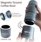Manual Coffee Grinder with Numerical External Adjustable Setting Stainless Steel Conical Burr Hand Crank Coffee Mill for Cold Brew Espresso French Press Pour Over Drip with Foldable Handle- Grey