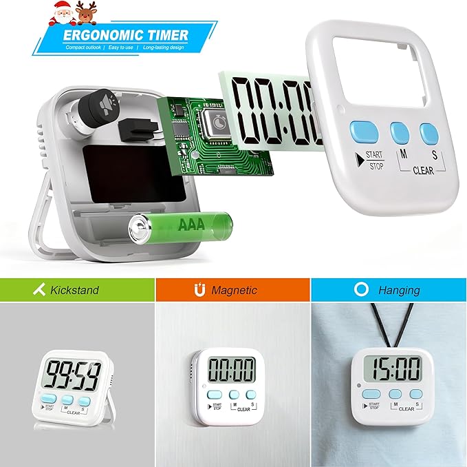 Antonki 2 Pack Digital Timer for Kids, Magnetic Countdown Kitchen Timers for Cooking, Egg, Classroom, Teacher, Exercise, Study, Oven - Battery Included