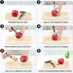SCHVUBENR Premium Apple Corer Tool - Easy to Use and Clean - Sturdy Apple Remover with Sharp Serrated Tips - Stainless Steel Corers for Apple and Pear - Core Fruits with Ease(Silver)