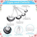 25 Set White Heart Shaped Measuring Spoons Stainless Steel Measure Tea Spoons Bridal Shower Wedding Gift Birthday Tea Party Souvenirs for Guests with Individual Package(Lovely)